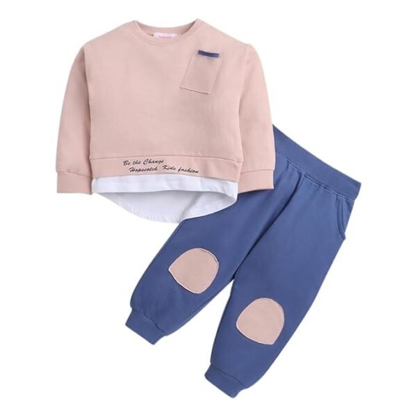 Hopscotch Boys Cotton Text Print Drop Shoulder Clothing Sets