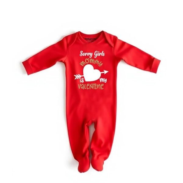 Babyrobe Sorry Girls Mommy is My Valentine Baby Jumpsuit, New Born Baby Customised Name Baby Dress for Girl