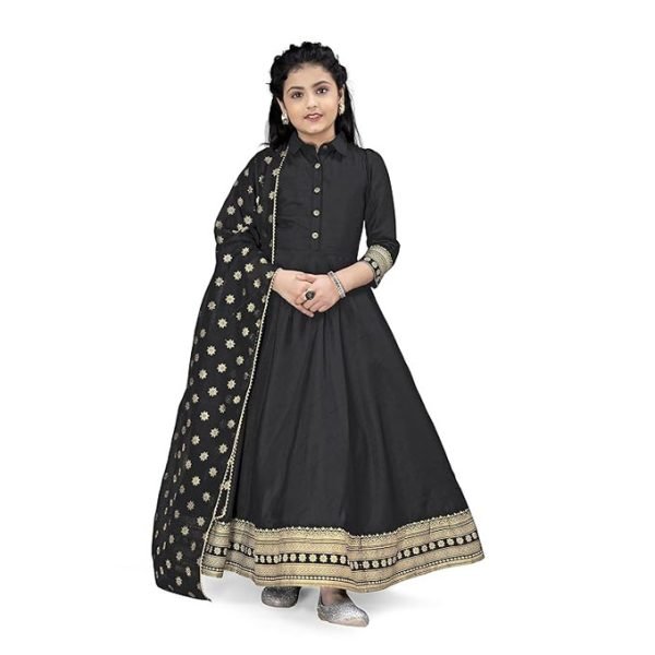 Girls Maxi Length Foil Printed Dress